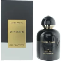 Black Orchid Exotic Shade Eau De Parfum bottle with gold accents, next to matching black and gold box, 100ml size.