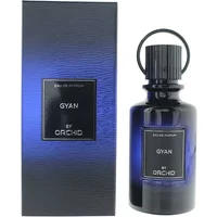 Dark blue Orchid Gyan Eau De Parfum 100ml bottle with black cap and matching textured box.