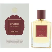 Orchid Opulent Eau De Parfum 100ml bottle with maroon cap and label, alongside matching maroon and white box.