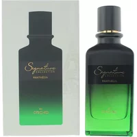 Black and green Orchid Signature Pantheon Eau De Parfum 100ml bottle with gold lettering and matching box.