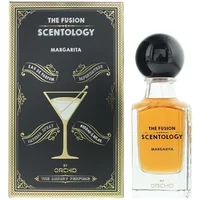Orchid The Fusion Scentology Margarita Eau De Parfum 100ml, clear bottle with black round cap, ornate black box.
