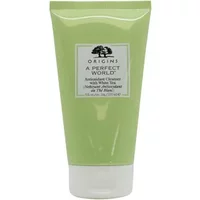 Green tube of Origins A Perfect World Antioxidant Cleanser with white tea, 150ml, white cap, and label.