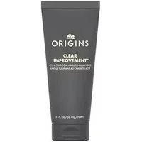 Dark gray tube of Origins Clear Improvement Charcoal Mask, 75ml, with white text and logo on the front.