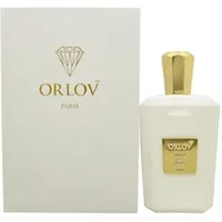 White Orlov Paris Blue Lili Eau De Parfum 75ml bottle with gold cap and label, next to matching white box.