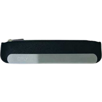 Orly glass nail file with silver finish, stored in a sleek black zippered bag.