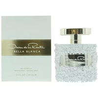 Oscar de La Renta Bella Blanca Eau De Parfum 100ml, white floral textured bottle, gold cap, matching box.