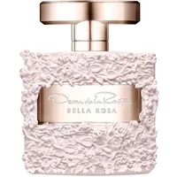 Oscar de La Renta Bella Rosa perfume, 100ml, pink floral embossed bottle with rose gold cap.