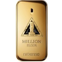 Gold rectangular Paco Rabanne 1 Million Elixir Parfum Intense bottle with embossed triangle and number 1 design.