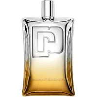 Clear glass bottle with silver cap, gradient amber liquid, embossed with Paco Rabanne logo, "Crazy Me" Eau De Parfum 62ml.