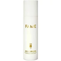 White Paco Rabanne Fame deodorant spray 150ml with gold text and minimalist design.