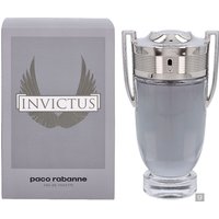 Paco Rabanne Invictus Eau de Toilette 200ml, trophy-shaped silver cap, clear glass bottle, gray box with winged logo.