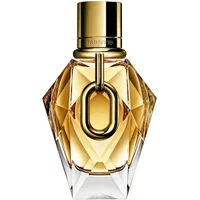Gold-capped, diamond-shaped Paco Rabanne MILLION GOLD For Her Eau De Parfum 50ml with a faceted glass bottle.