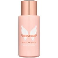Pink Paco Rabanne Olympea body lotion bottle with rose gold cap and winged logo, 200ml.