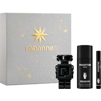 Paco Rabanne Phantom Gift Set with robot-shaped EDP bottle, black deodorant spray, and sleek travel-size EDP.
