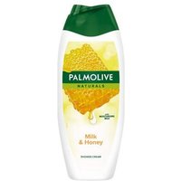 Palmolive Milk & Honey Body Wash 500ml, white bottle with green cap, honeycomb graphic on front.