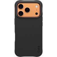 Black PanzerGlass CARE™ Samba Case with MagSafe for iPhone 17 Pro, smooth finish, raised camera cutout, CARE logo.