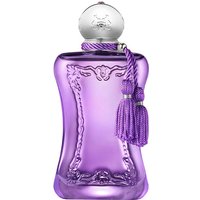 Purple Parfums de Marly Palatine bottle with ornate silver cap and purple tassel, 75 ml unisex fruity perfume.