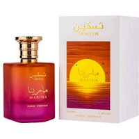 Paris Corner Taskeen Marina 100 ml perfume in a gradient amber bottle with gold cap, next to a matching box.