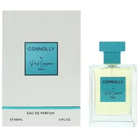 Connolly Eau De Parfum 100ml by Paul Lawrence, clear square bottle with teal cap, matching teal-accented box.
