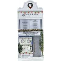 Paul Mitchell gift set with Awapuhi Wild Ginger shampoo, conditioner, and gloss, in festive packaging with wreath.