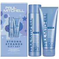 Paul Mitchell Strong Strands Gift Set with blue shampoo and conditioner bottles, matching blue packaging.