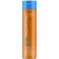 Orange Paul Mitchell Sun Revitalizing Shampoo bottle, 300ml, with blue cap and white text.