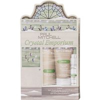 Paul Mitchell Super Smooth Gift Set with shampoo, conditioner, and serum in beige and white bottles in decorative packaging.