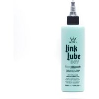 Mint green Peatys Link Lube Dry bottle with black cap and nozzle, featuring bold black text and crown logo.