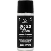 Black Peatys Protect & Shine Silicone Spray 400ml aerosol with white text and crown logo on the label.