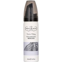White Percy & Reed Volumising Mousse 50ml with black cap, featuring illustrated woman on label.