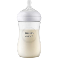 Philips Avent baby feeding bottle, 330 ml, with clear body, white cap, and natural-shaped silicone nipple.