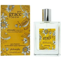 Philosophy Pure Grace Pop Of Sun Eau De Toilette 120ml, clear square bottle with yellow floral box.