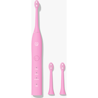 Pink Sonic Electric Toothbrush with three modes, sleek handle, and two additional brush heads.
