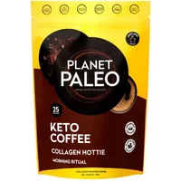 Yellow and brown Planet Paleo Pure Collagen Keto Coffee pouch, 213g, with black and red logo.