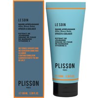 Blue tube of Plisson 1808 Natural after-shave balm with orange accents, next to matching box.