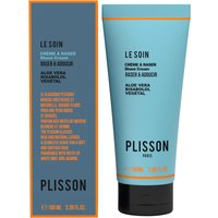 Blue Plisson 1808 Natural shaving cream tube with orange accents, next to matching box.