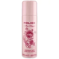 Pink Police Miss Bouquet deodorant spray with floral design and logo, 200ml.