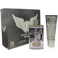 Police Original Gift Set with 100ml EDT in silver bottle and 100ml shower gel in matching tube, black box with winged logo.