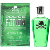 Green Police Potion Absinthe Eau De Parfum 100ml bottle with skull logo and matching green box.