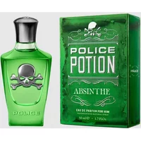 Green Police Potion Absinthe Eau De Parfum 30ml bottle with skull design, matching green box with white text.