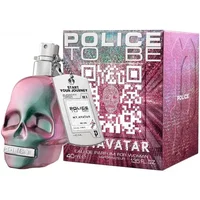 Pink and green skull-shaped bottle of Police To Be My Avatar For Woman Eau De Parfum, with holographic box.
