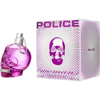 Purple skull-shaped Police To Be Woman Eau De Parfum bottle with matching box featuring skull graphic.