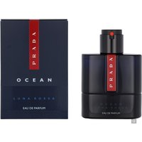Prada Luna Rossa Ocean Pour Homme 50ml, dark blue bottle with red stripe, matching navy box with red Prada logo.