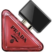Prada Paradoxe Radical Essence Parfum 50ml, red triangular bottle with black cap and gold accent.