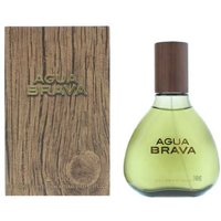 Puig Agua Brava Festive Edition cologne, 100ml, green teardrop bottle with wood-textured box, woody citrus scent.