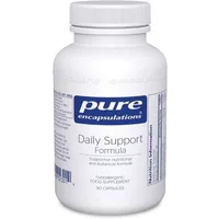 White bottle of Pure Encapsulations Daily Support Formula, blue label, 90 capsules.