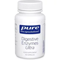 White bottle of Pure Encapsulations Digestive Enzymes Ultra with blue label, 90 capsules.