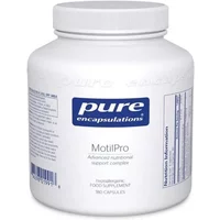Pure Encapsulations MotilPro bottle, white with blue label, contains 180 capsules, dietary supplement details visible.