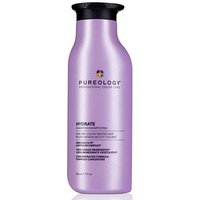 Purple Pureology Hydrate Shampoo bottle, 266ml, with black cap and multicolored logo.