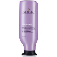 Purple Pureology Hydrate Sheer Conditioner bottle, 266ml, with black flip cap and colorful logo.